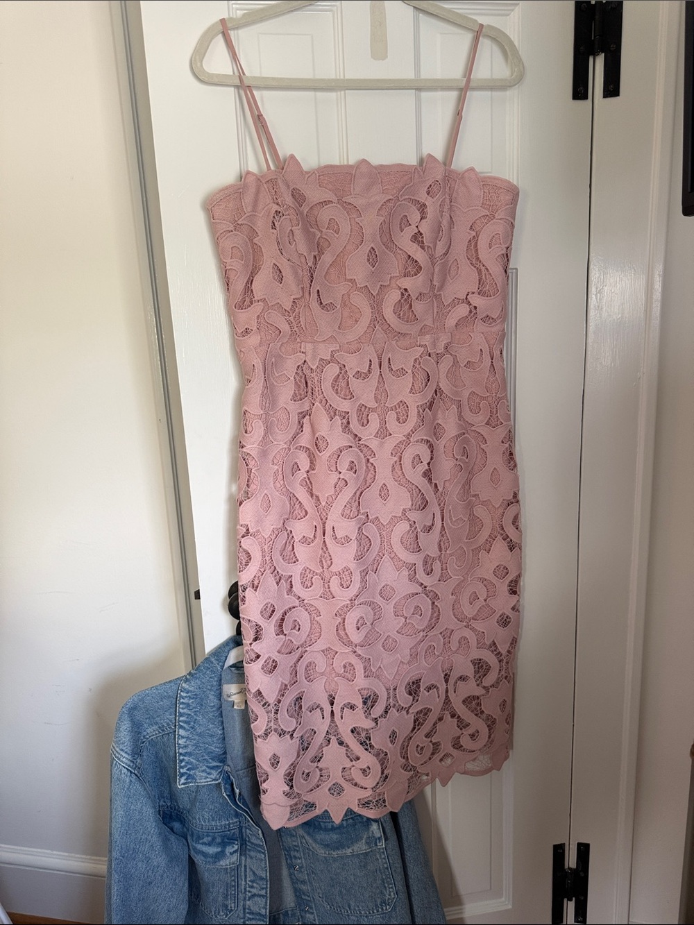 Bardot Dusty Pink Lace Spaghetti-Strap Wedding Dress